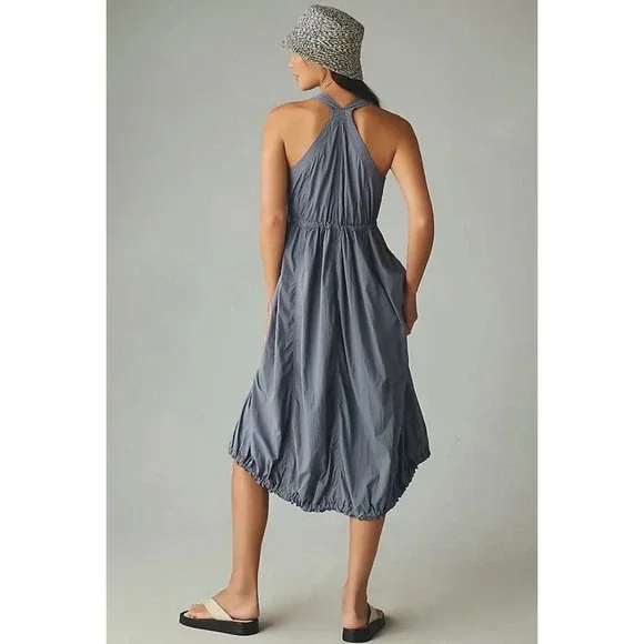 Daily Practice by Anthropologie Blue Free Fall Zip Front Bungee Hem Dress Large - Picture 2 of 7